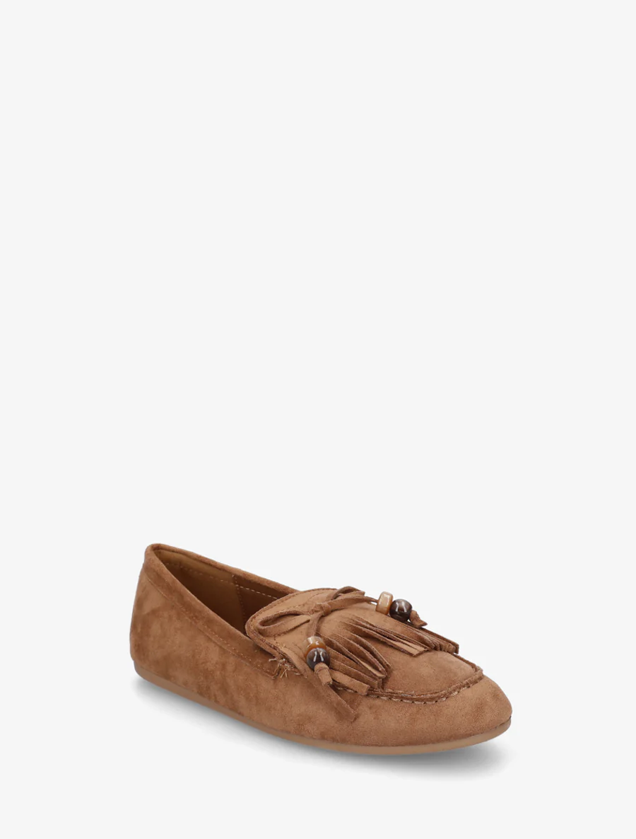 Mocassins en suédine à franges et perles - Camel - Image 2