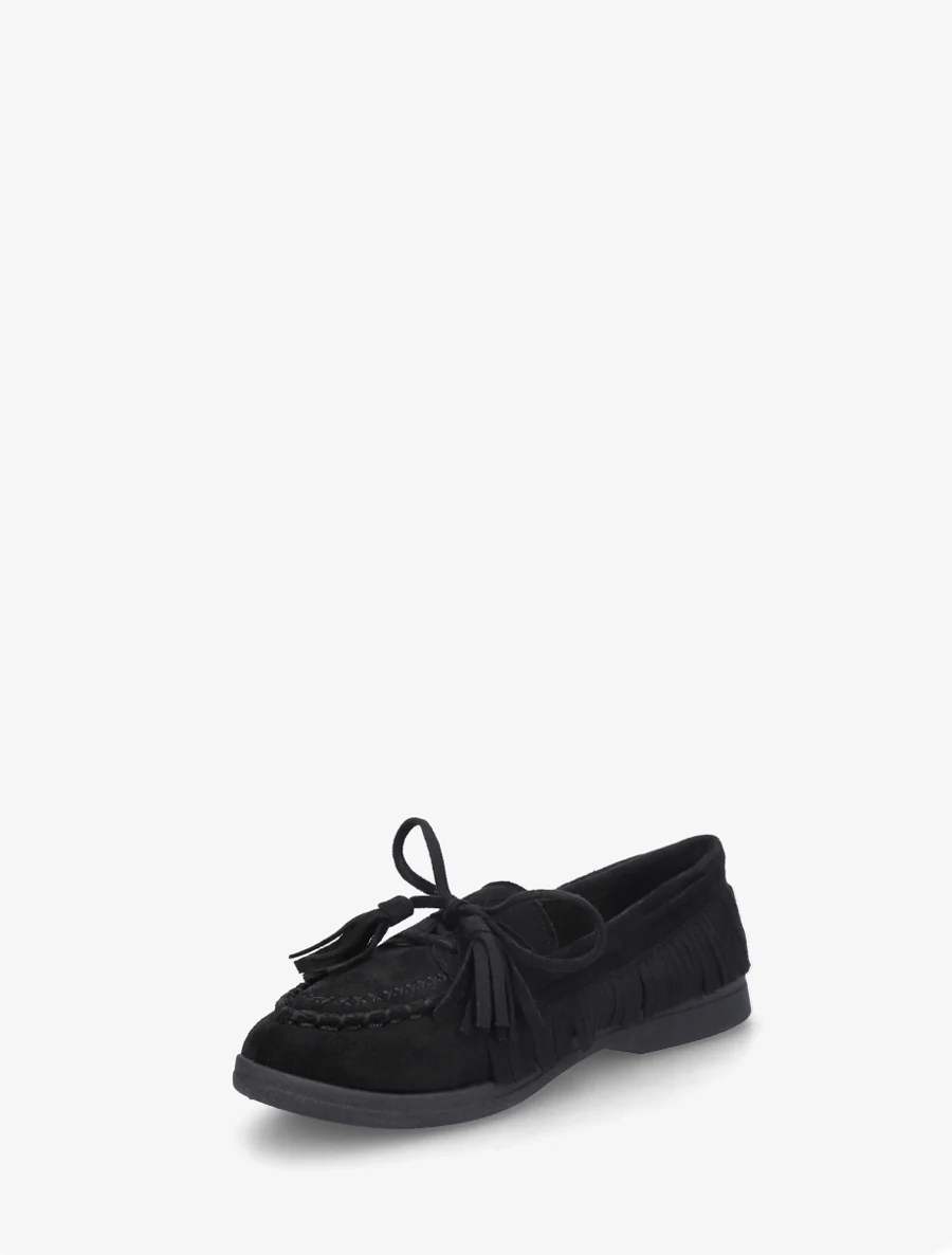 Mocassins en suédine à franges - Noir - Image 3