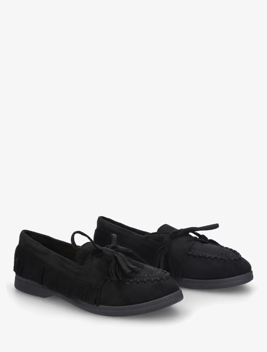 Mocassins en suédine à franges - Noir - Image 4