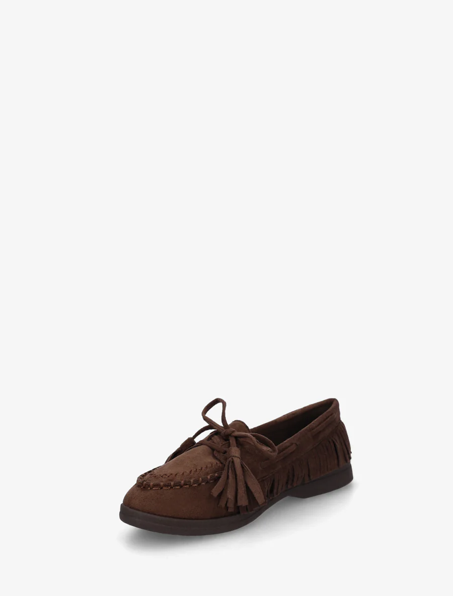 Mocassins en suédine à franges - Marron - Image 3