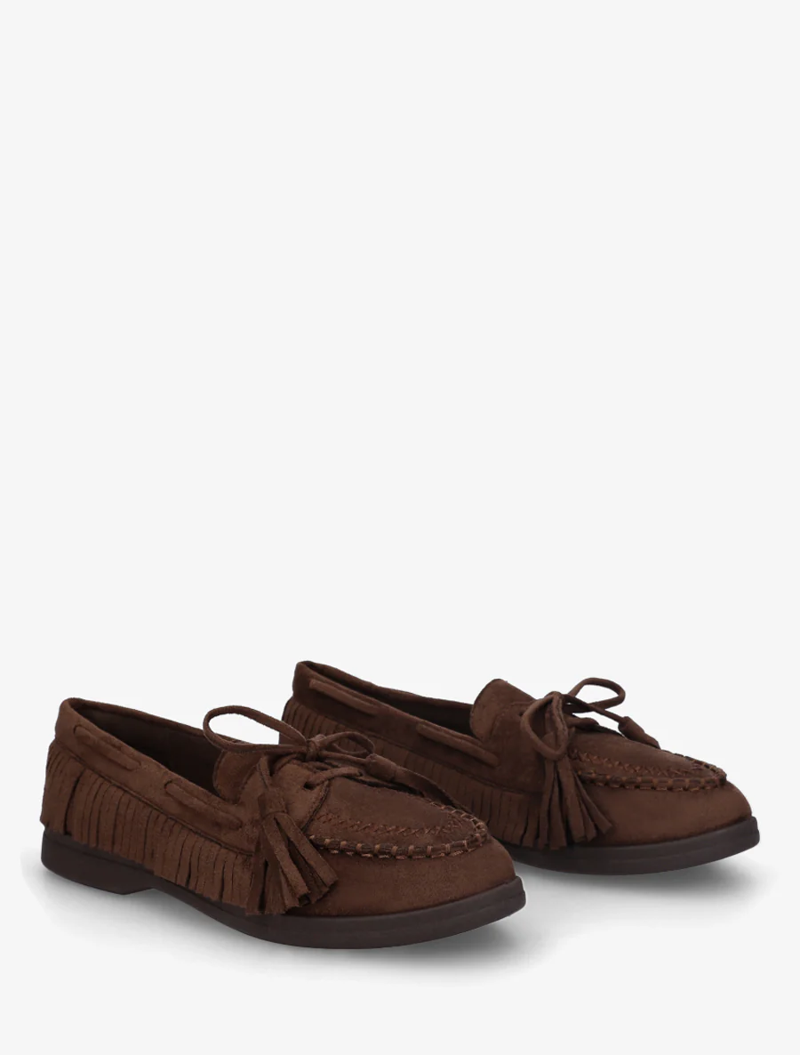 Mocassins en suédine à franges - Marron - Image 4