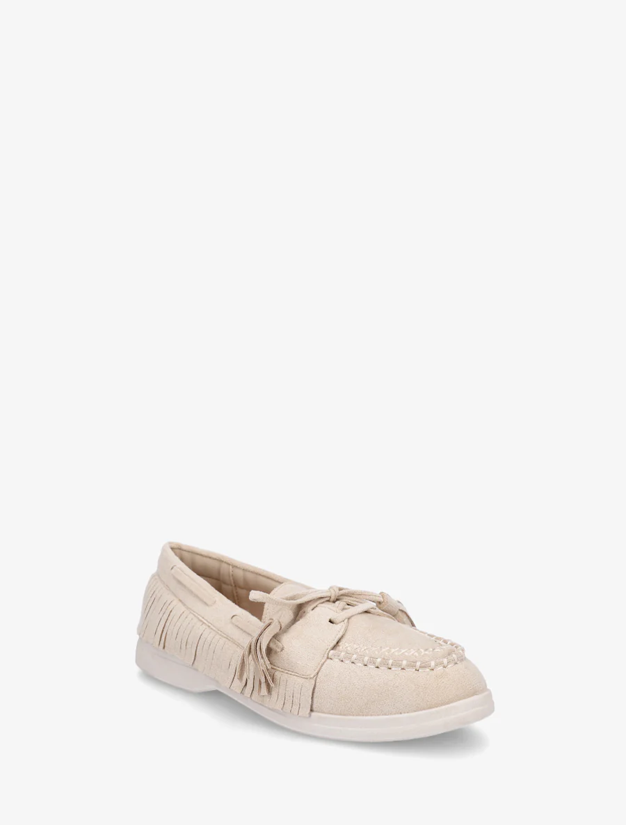 Mocassins en suédine à franges - Beige - Image 2