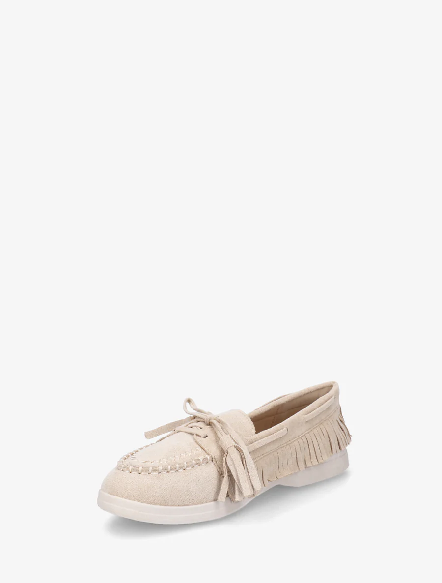 Mocassins en suédine à franges - Beige - Image 3