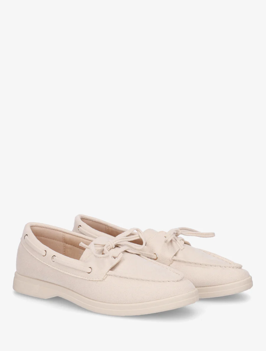 Mocassins en suédine à lacets - Beige - Image 4