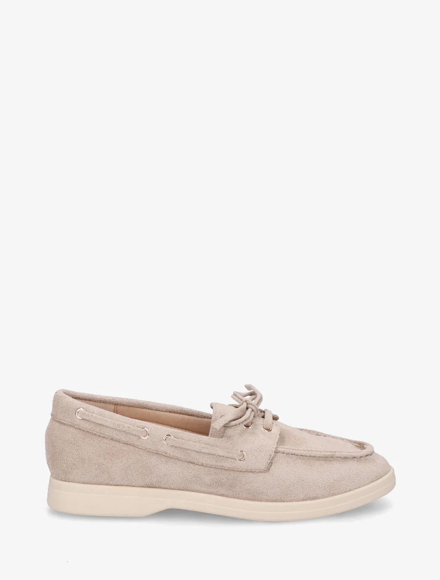 Mocassins en suédine à lacets - Taupe