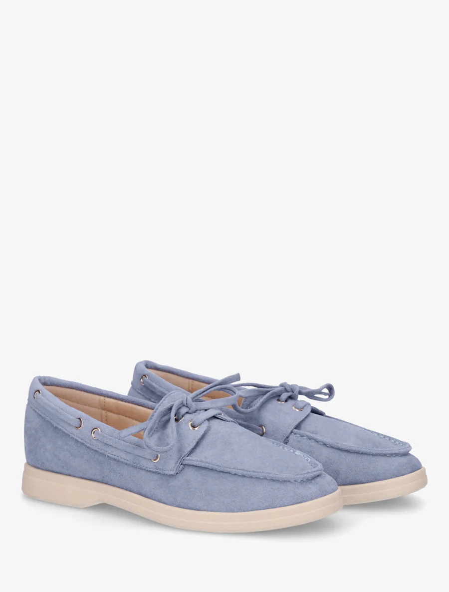Mocassins en suédine à lacets - Bleu clair - Image 4