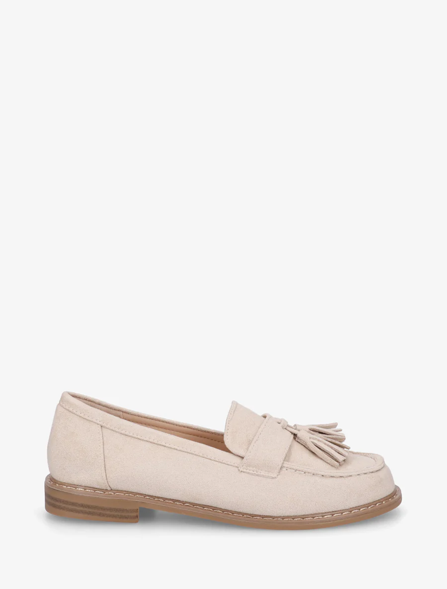Mocassins en suédine à pampilles - Beige