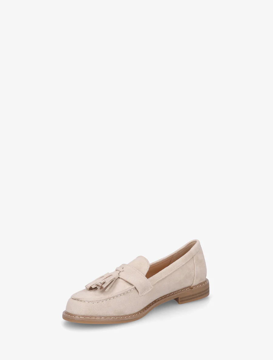 Mocassins en suédine à pampilles - Beige - Image 3