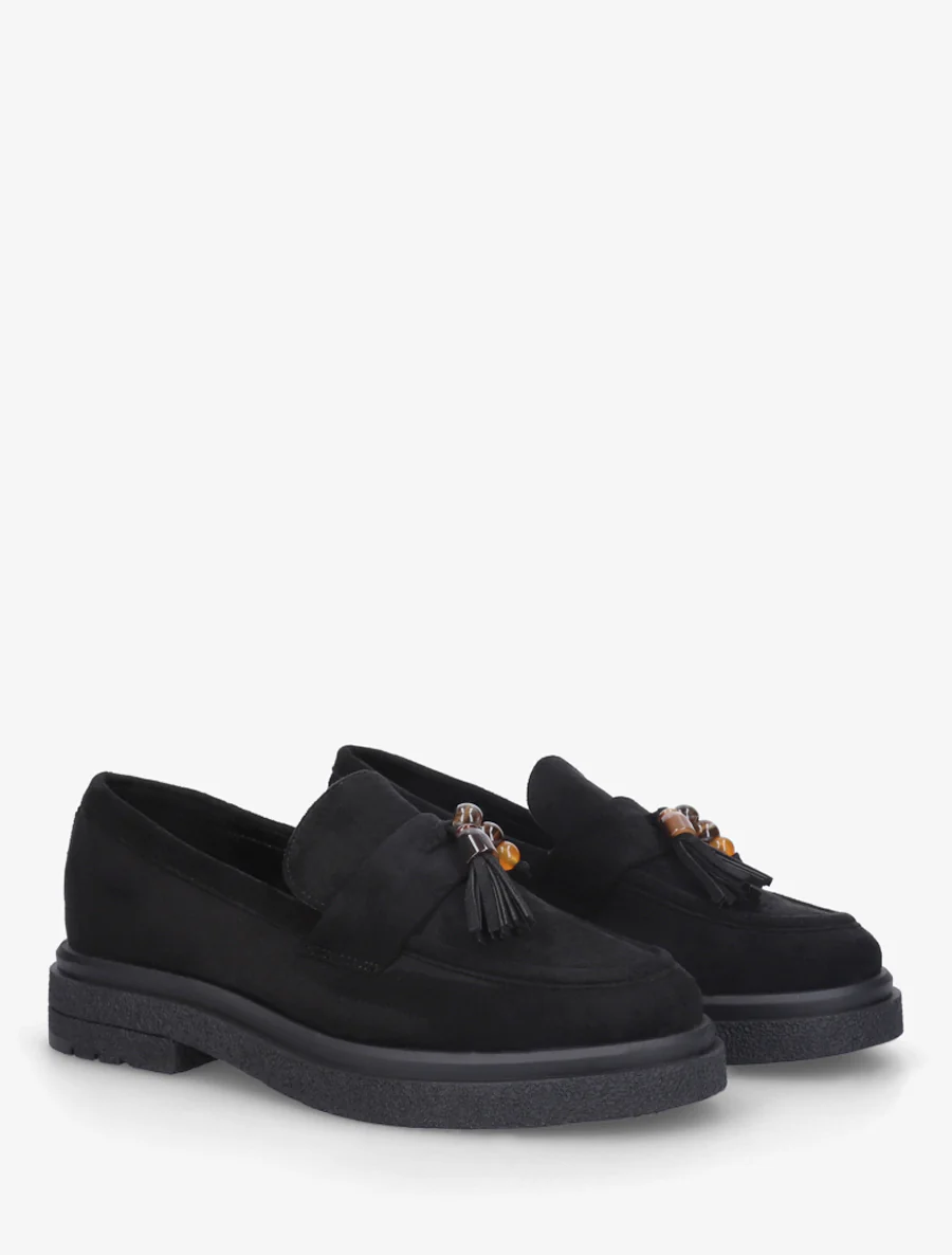 Mocassins en suédine à perles - Noir - Image 4
