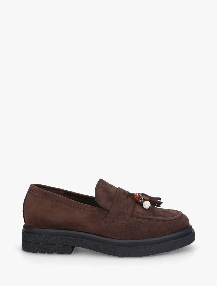 Mocassins en suédine à perles - Marron