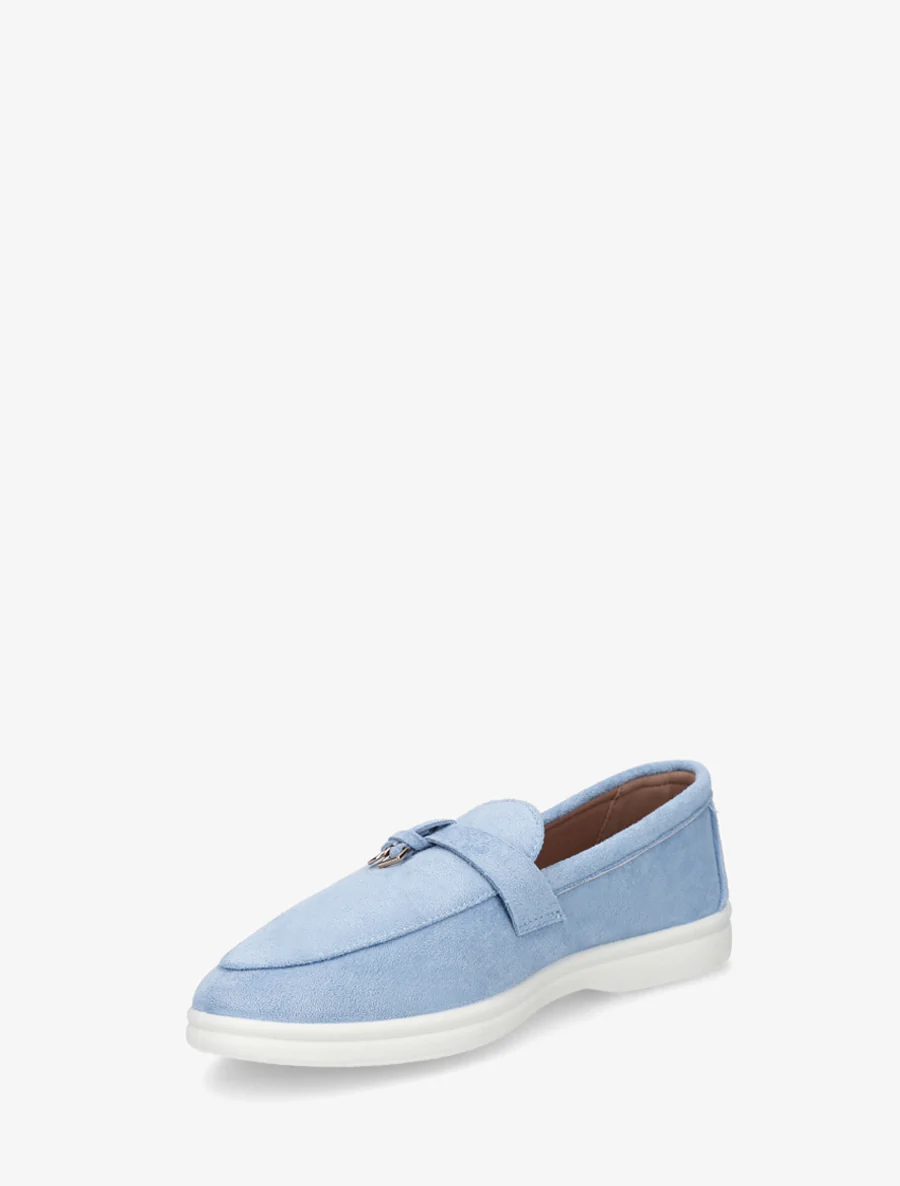 Mocassins en suédine à semelle plate - Bleu ciel - Image 3