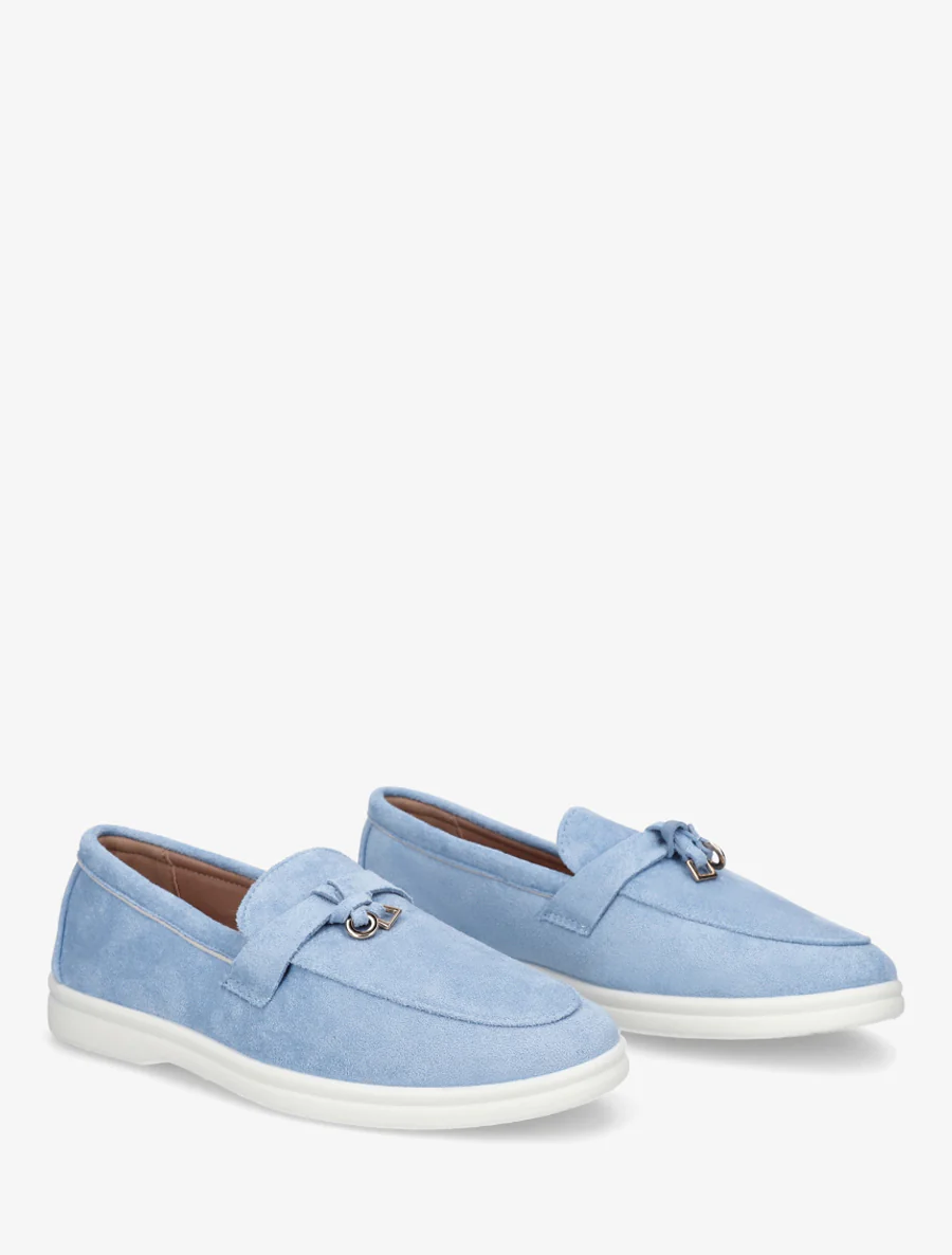 Mocassins en suédine à semelle plate - Bleu ciel - Image 4