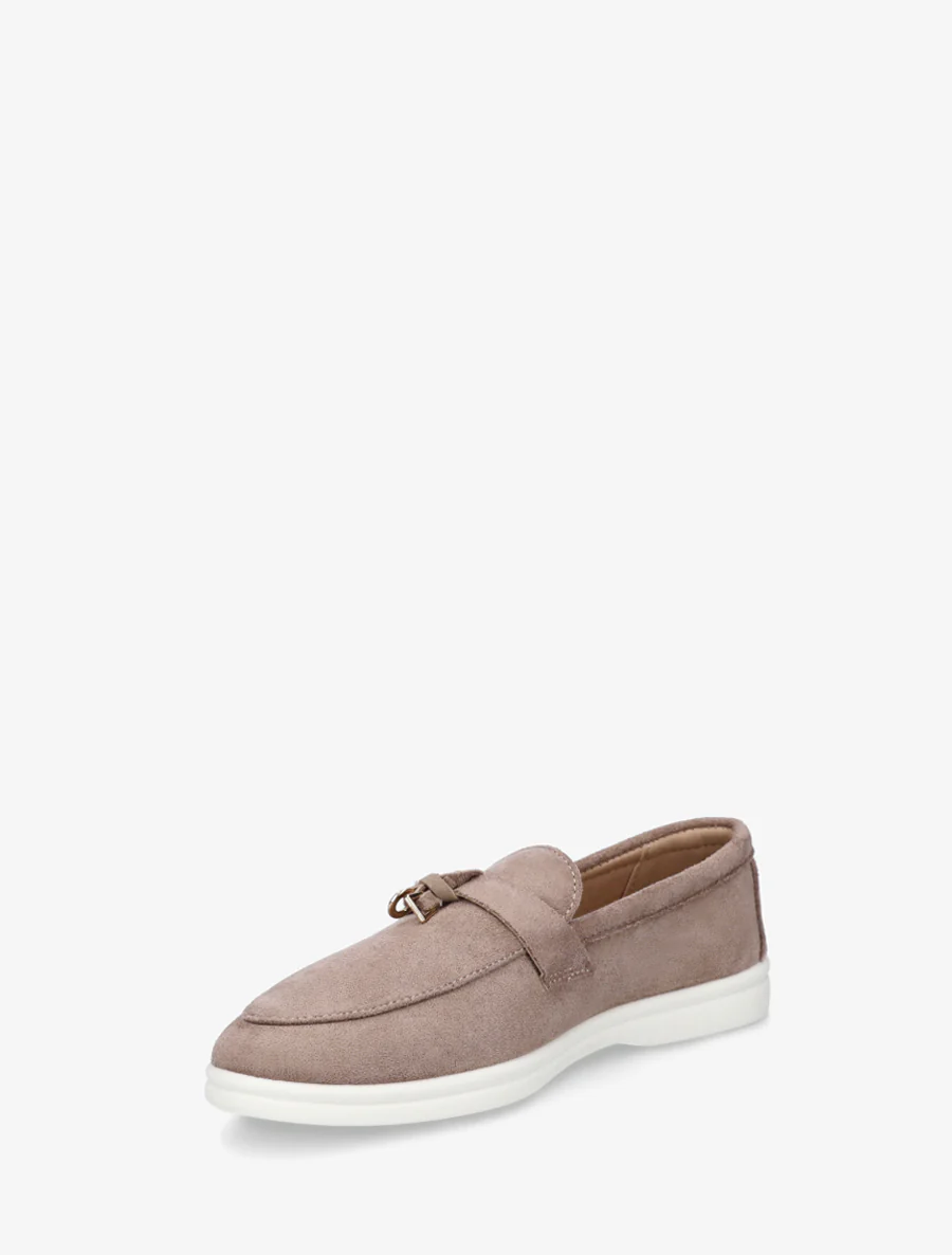 Mocassins en suédine à semelle plate - Taupe - Image 3