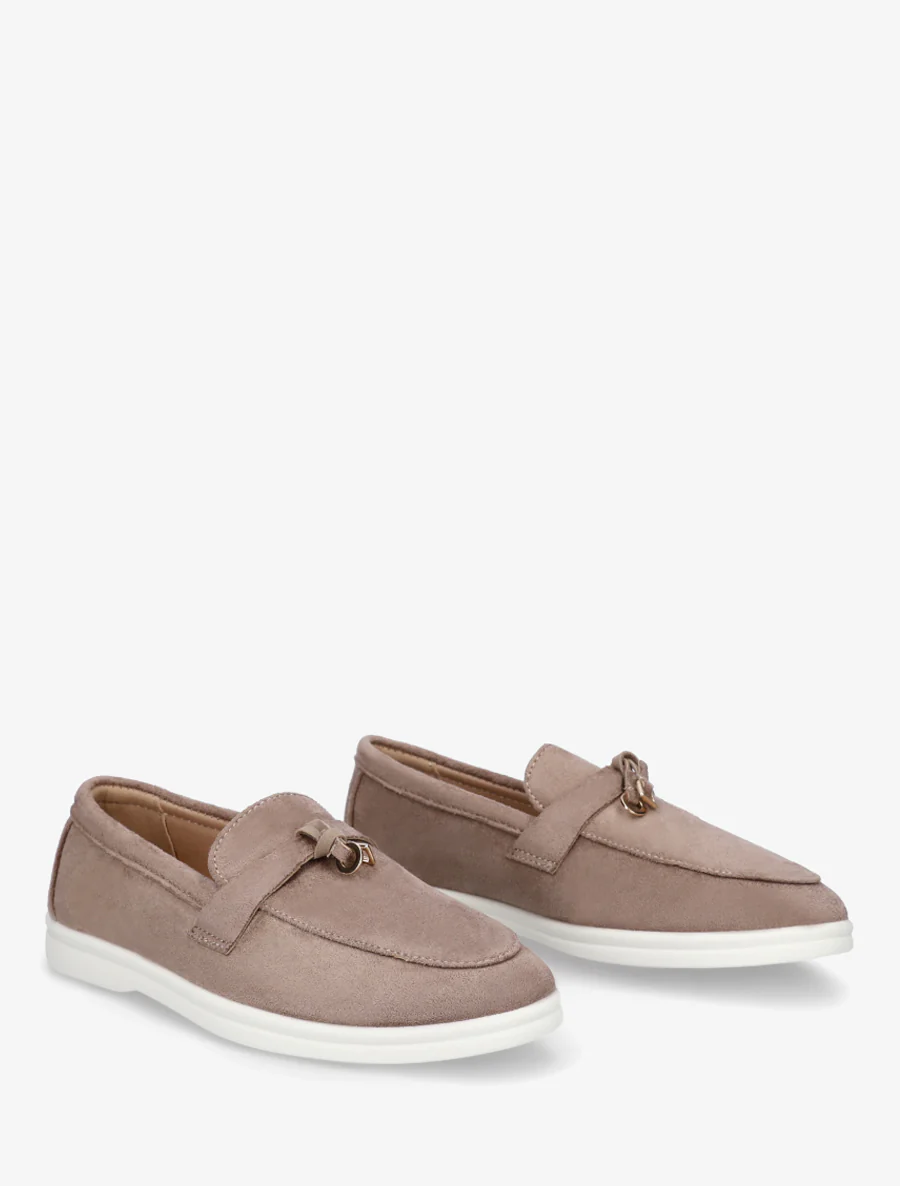 Mocassins en suédine à semelle plate - Taupe - Image 4