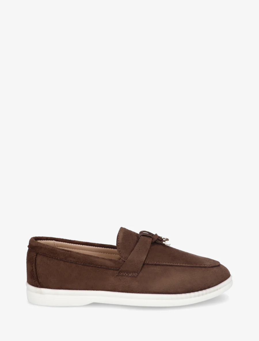 Mocassins en suédine à semelle plate - Marron