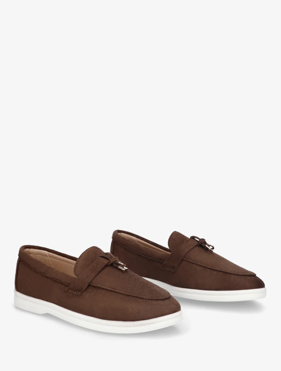 Mocassins en suédine à semelle plate - Marron - Image 4