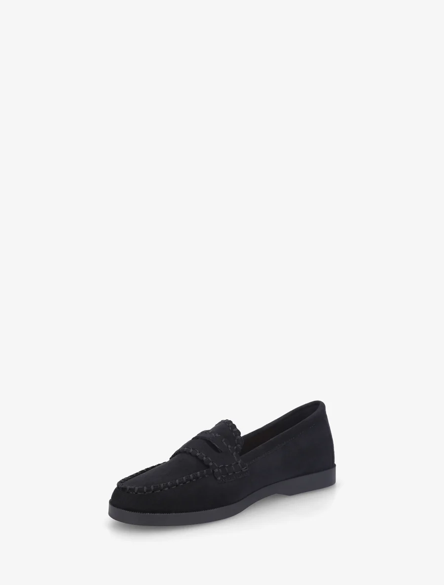 Mocassins en suédine à surpiqûres - Noir - Image 3