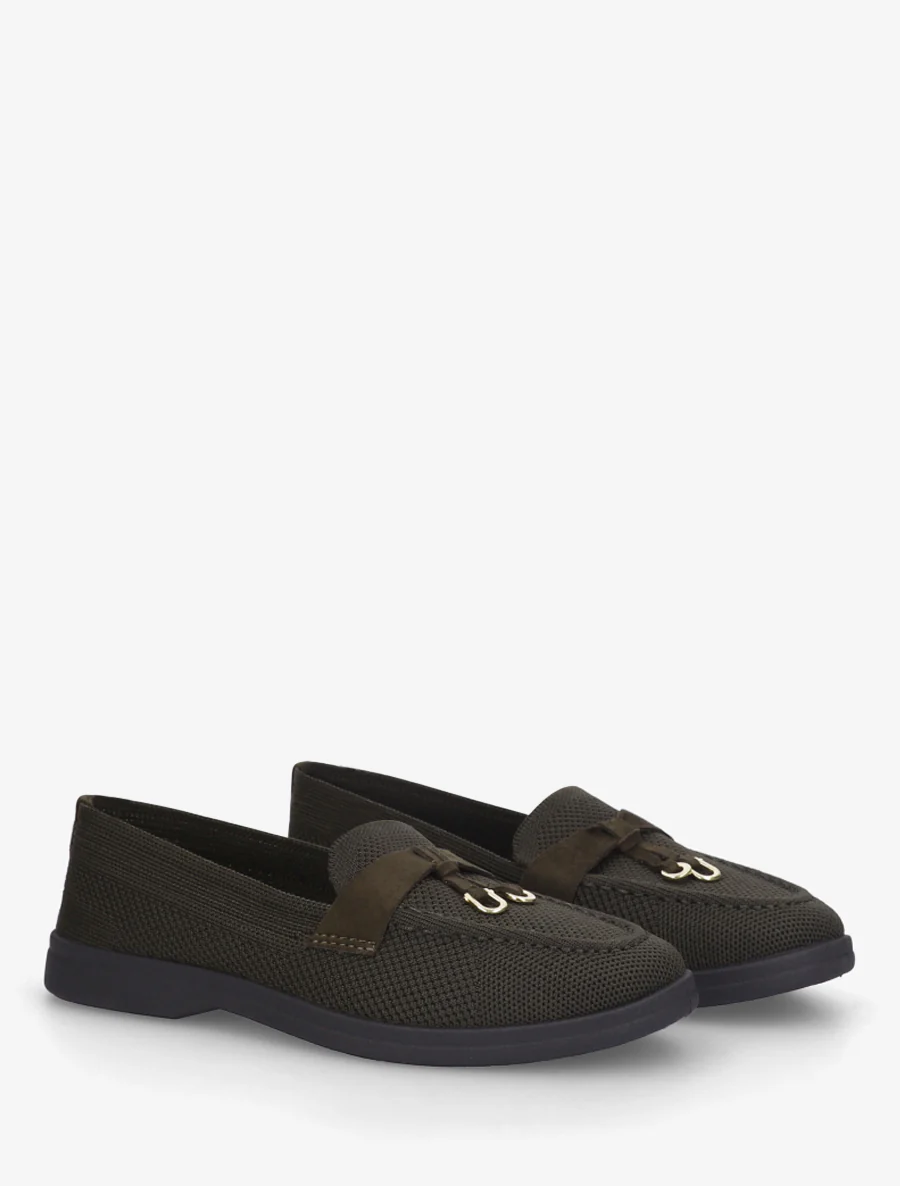 Mocassins en tissu à bijoux métalliques - Kaki - Image 4