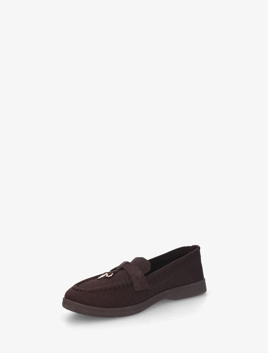 Mocassins en tissu à bijoux métalliques - Marron - Image 3