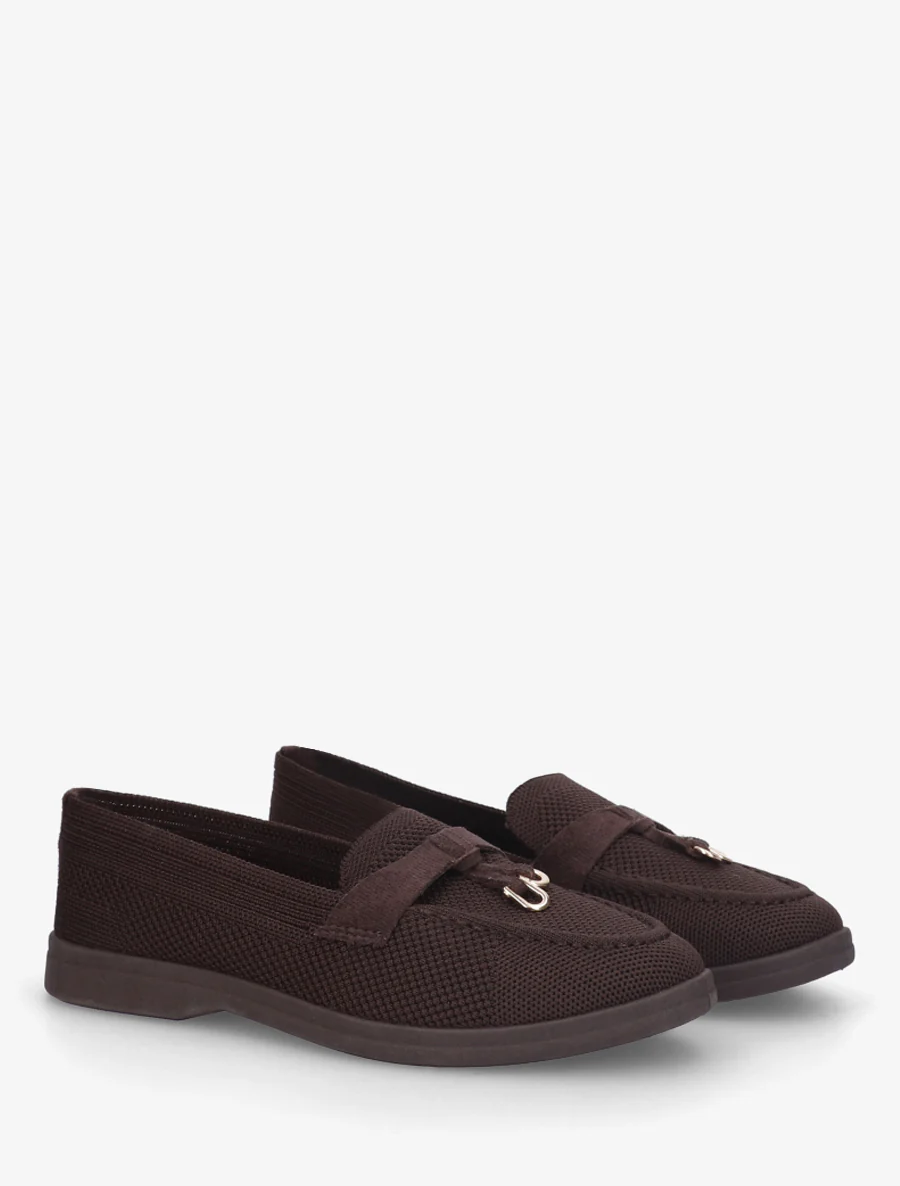 Mocassins en tissu à bijoux métalliques - Marron - Image 4