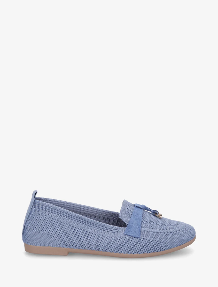 Mocassins en tissu à bijoux - Bleu clair