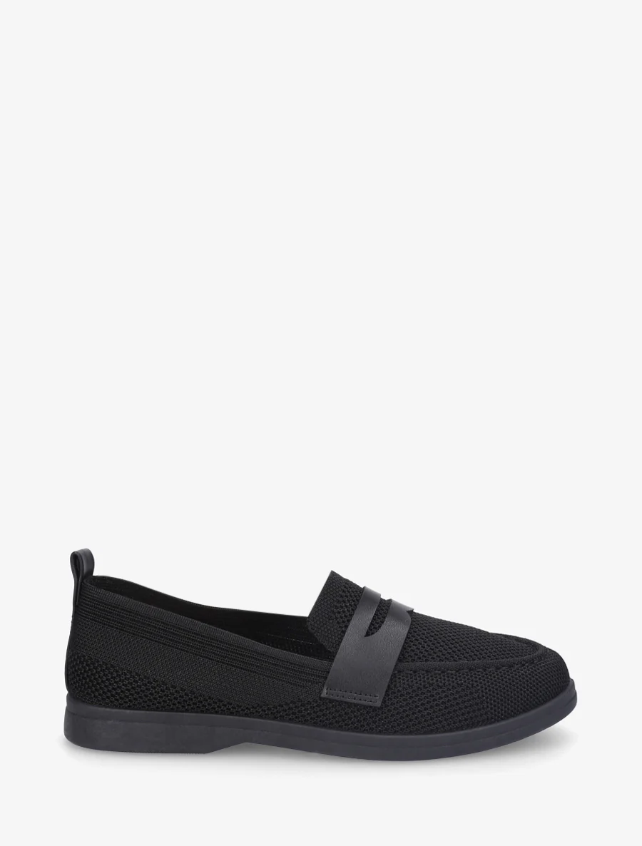 Mocassins en tissu à empiècement simili - Noir
