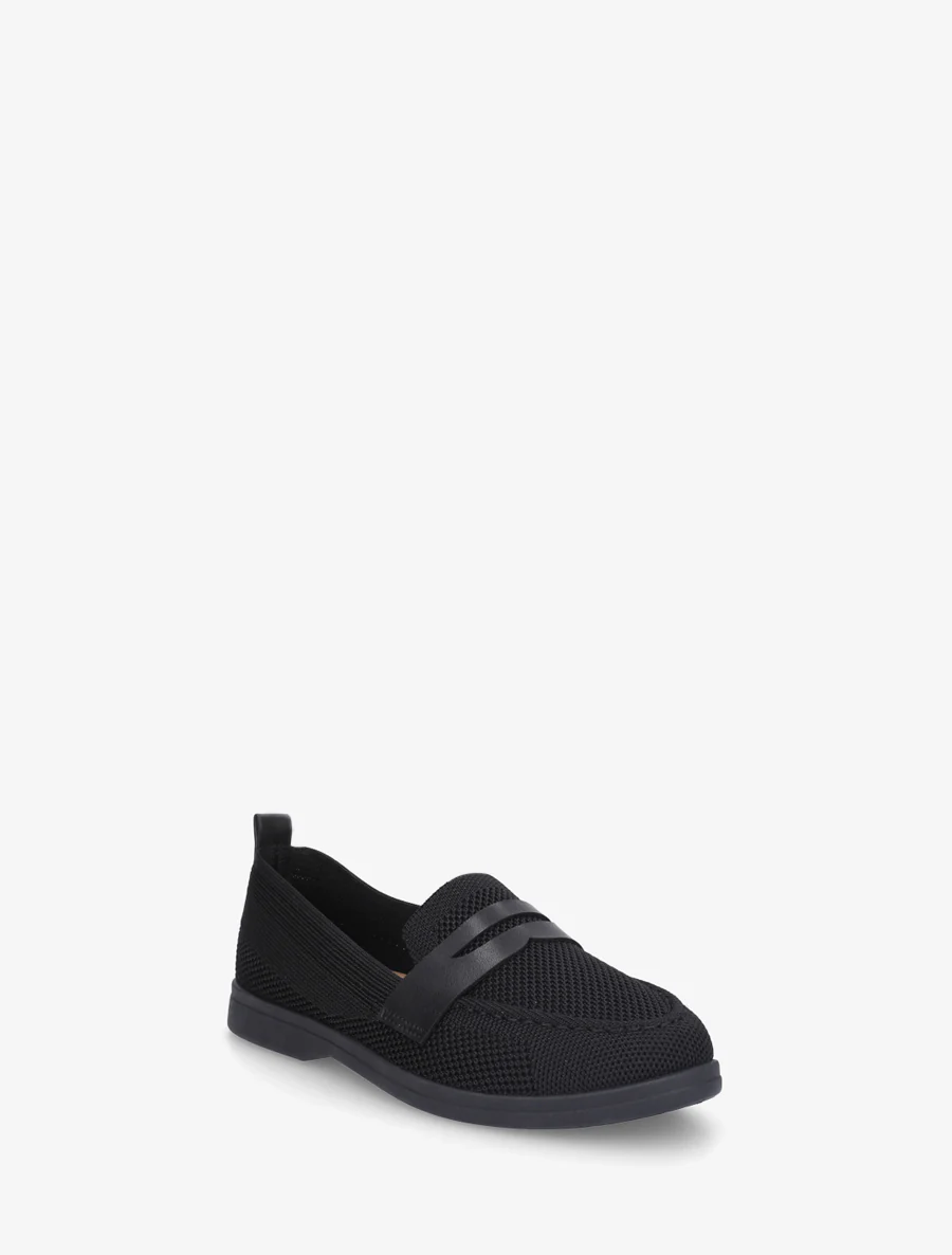 Mocassins en tissu à empiècement simili - Noir - Image 2