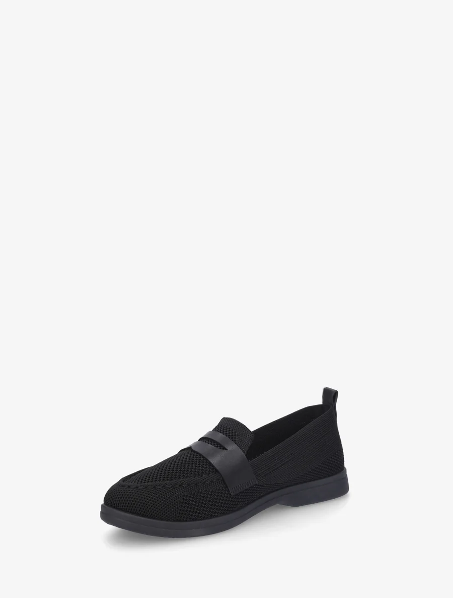 Mocassins en tissu à empiècement simili - Noir - Image 3