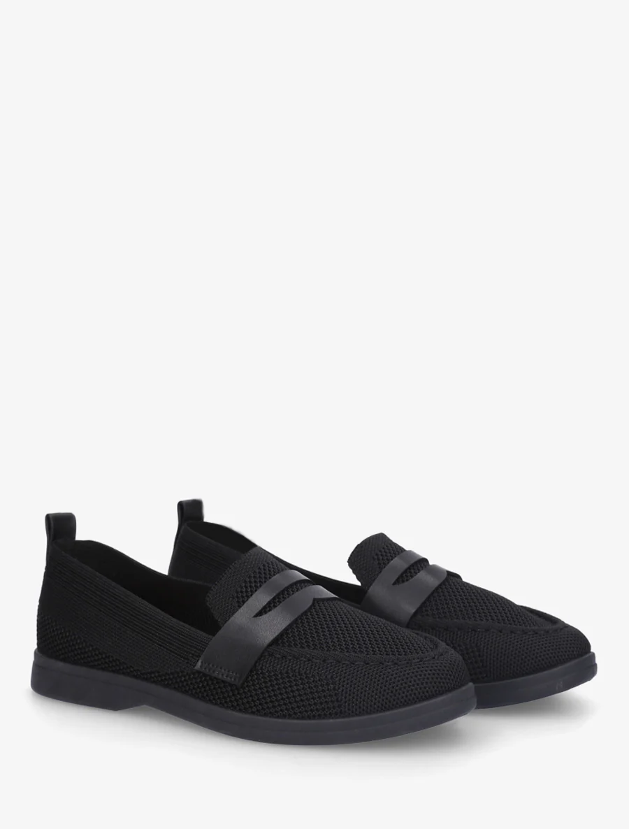 Mocassins en tissu à empiècement simili - Noir - Image 4
