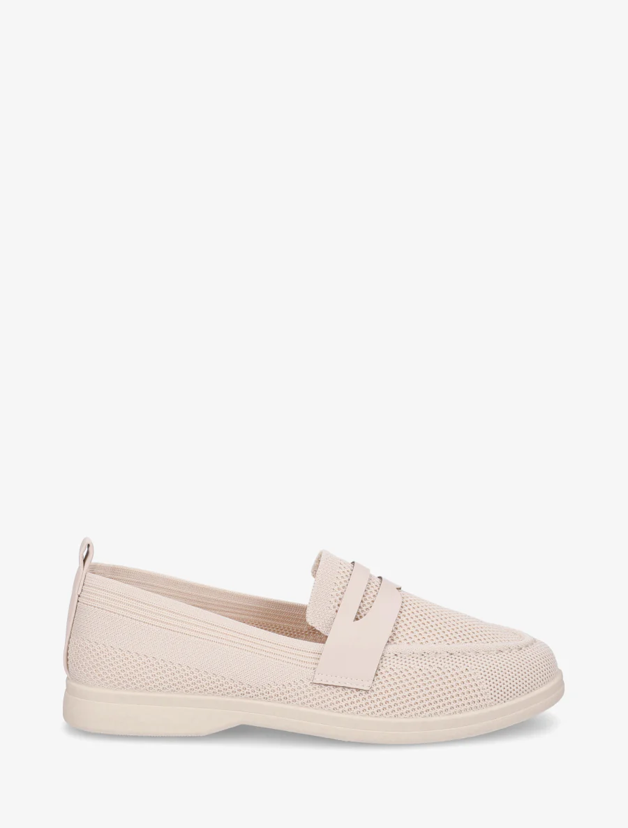 Mocassins en tissu à empiècement simili - Beige