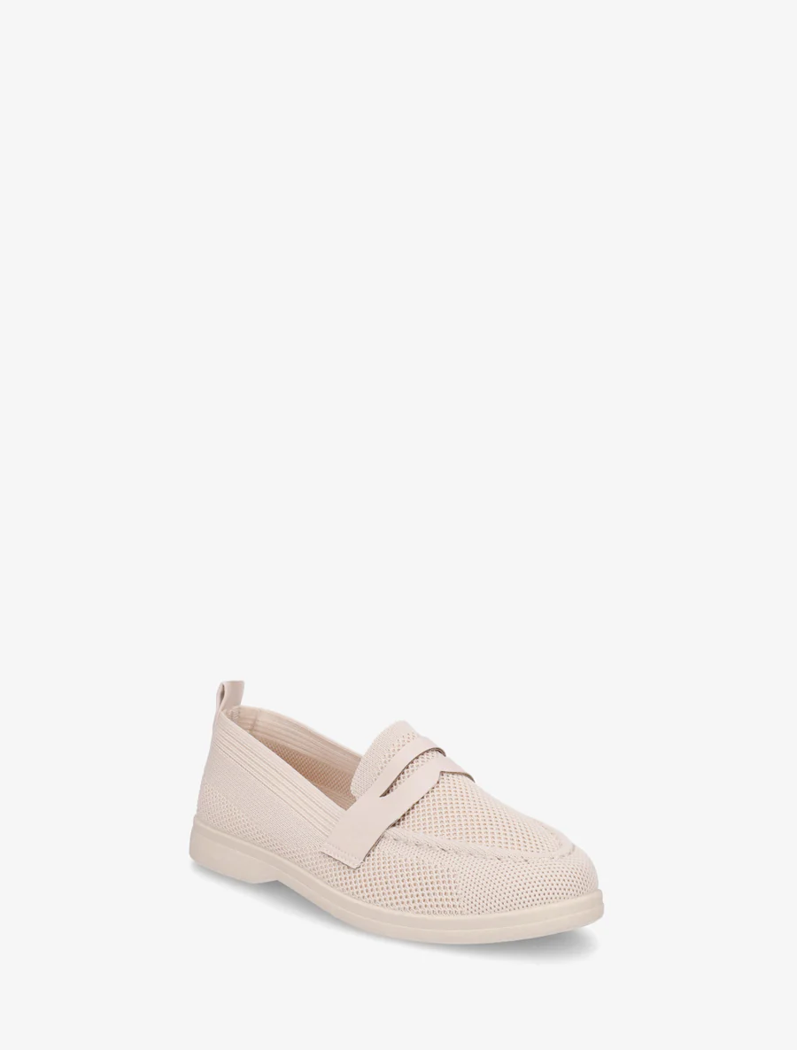Mocassins en tissu à empiècement simili - Beige - Image 2
