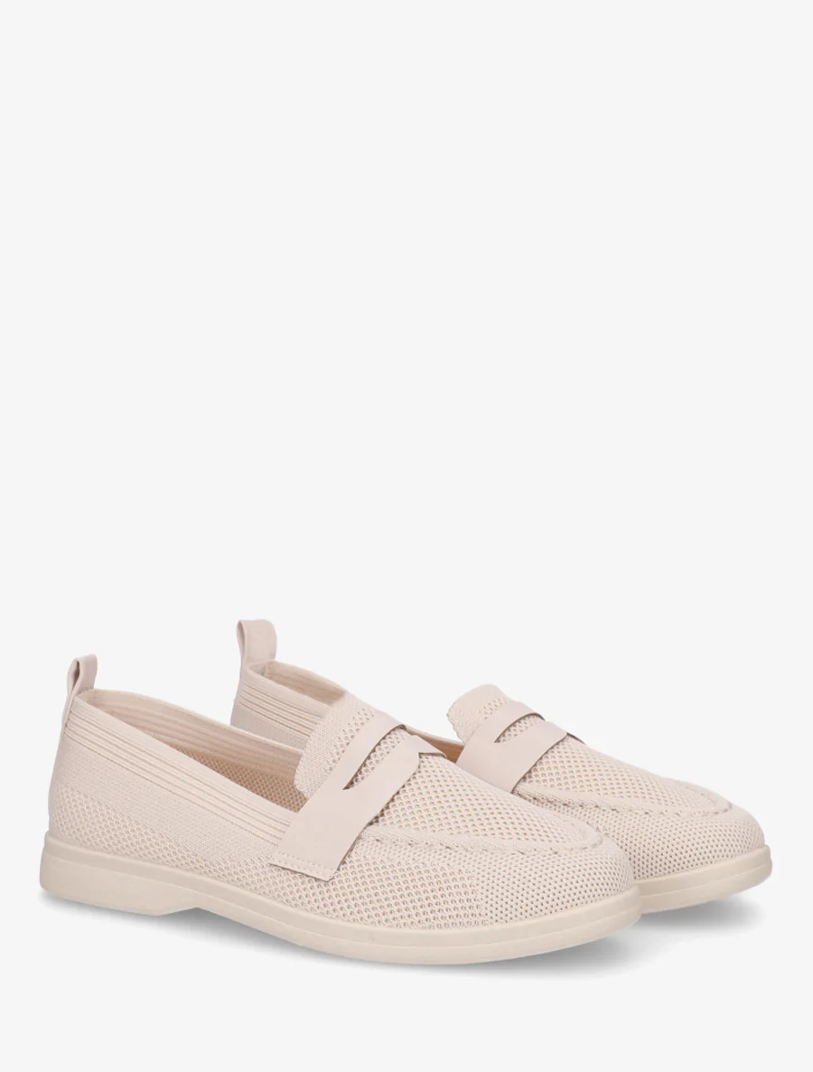 Mocassins en tissu à empiècement simili - Beige - Image 4