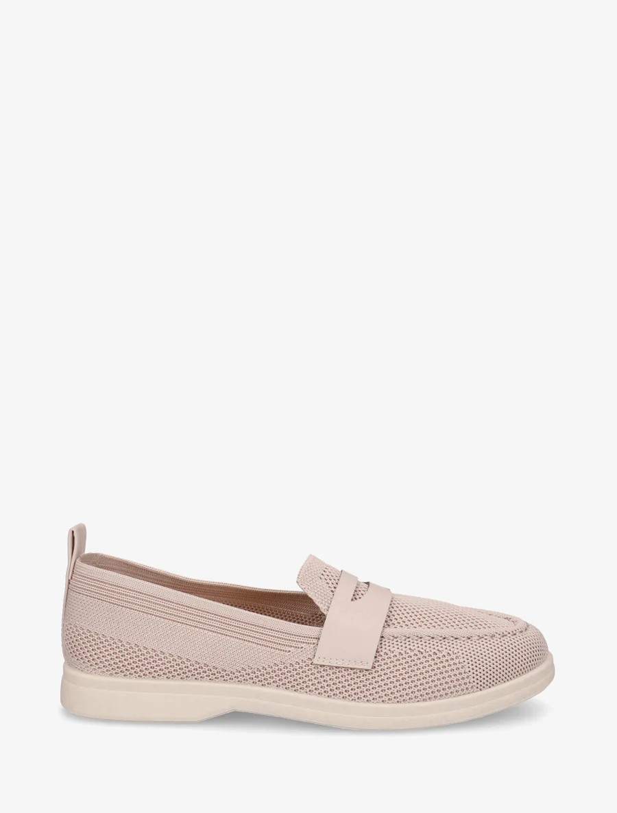 Mocassins en tissu à empiècement simili - Taupe