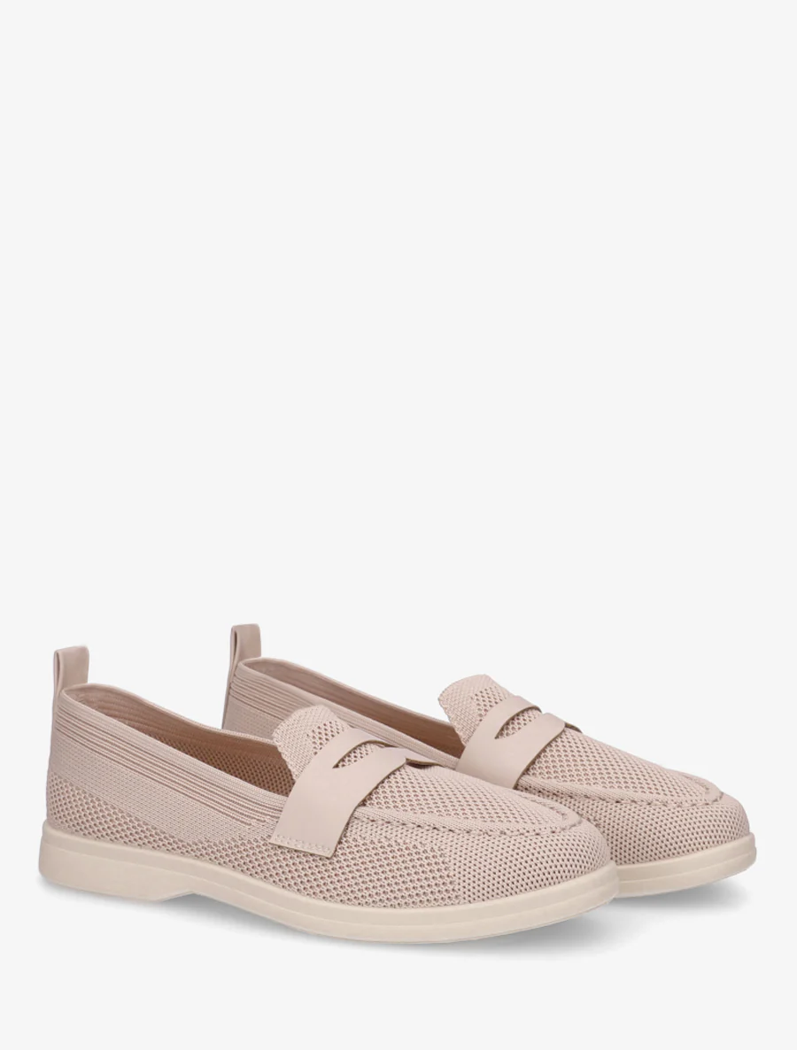 Mocassins en tissu à empiècement simili - Taupe - Image 4