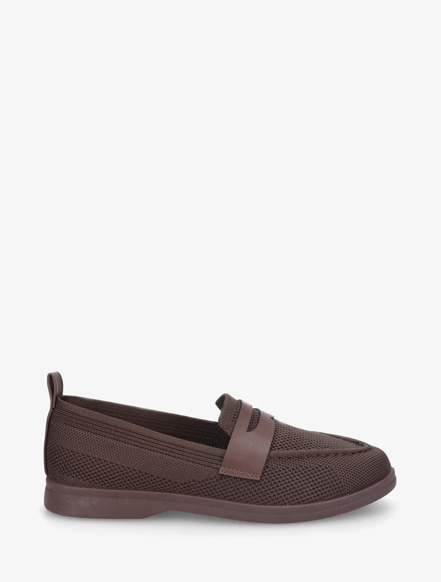 Mocassins en tissu à empiècement simili - Marron