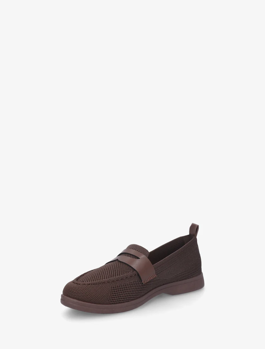 Mocassins en tissu à empiècement simili - Marron - Image 3