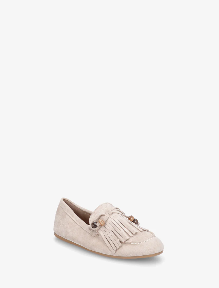 Mocassins frangés en suédine - Beige - Image 2