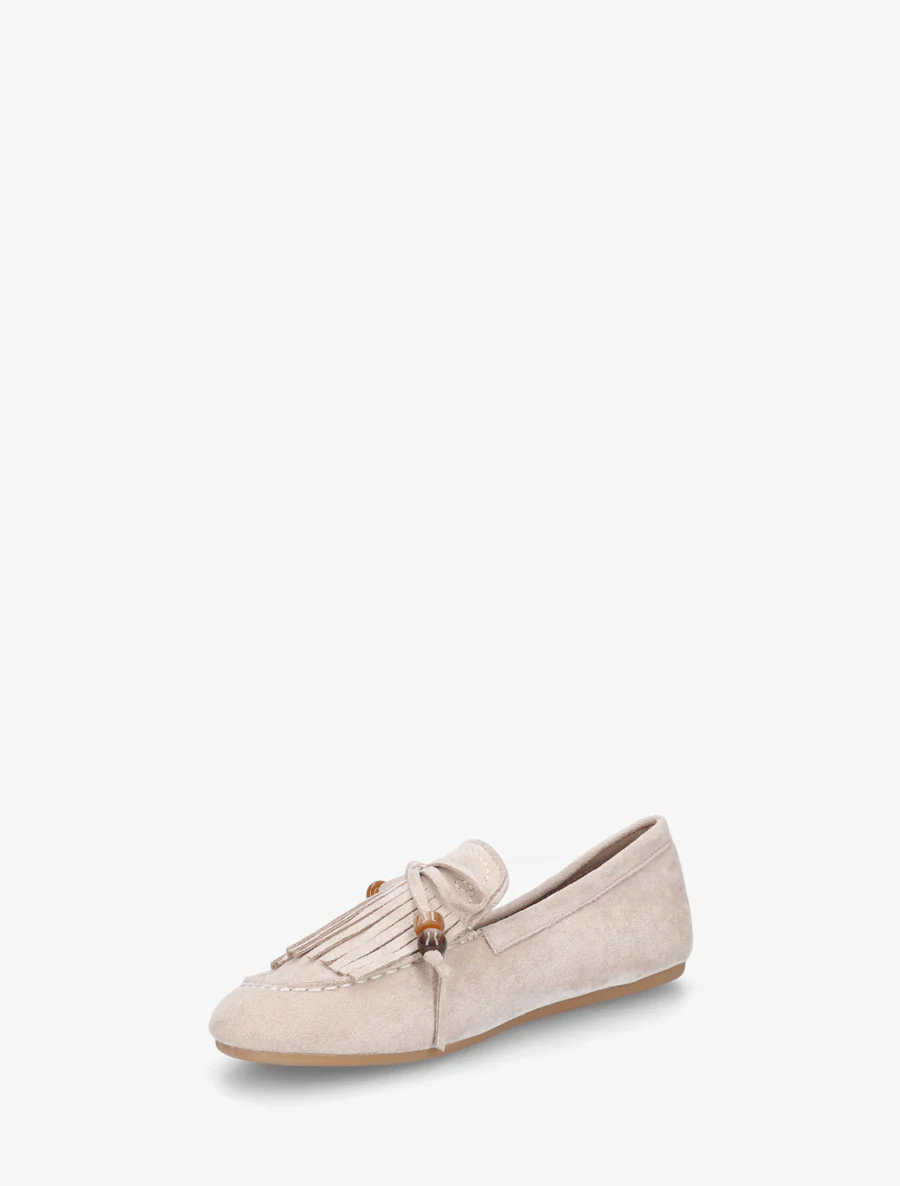 Mocassins frangés en suédine - Beige - Image 3