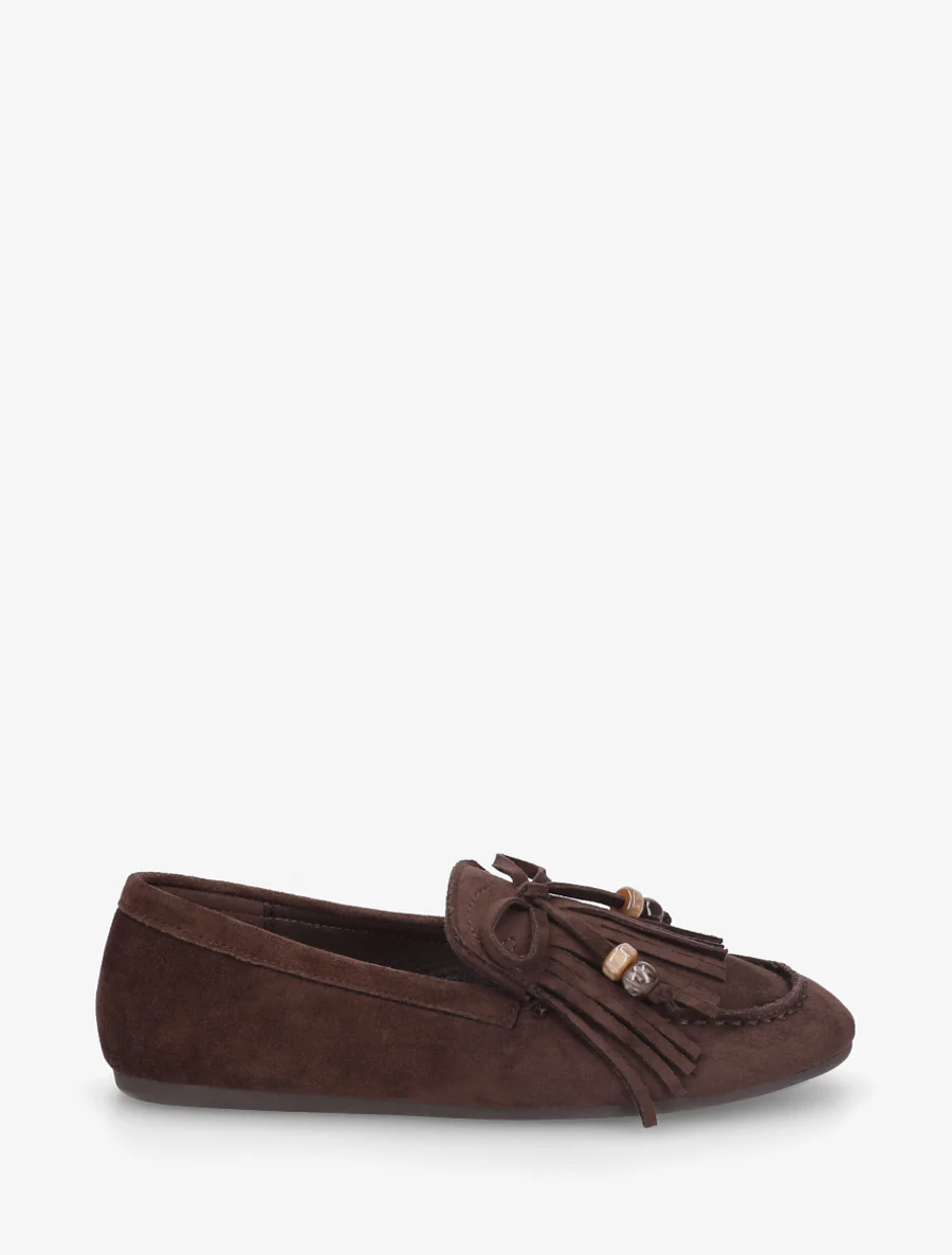 Mocassins frangés en suédine - Marron