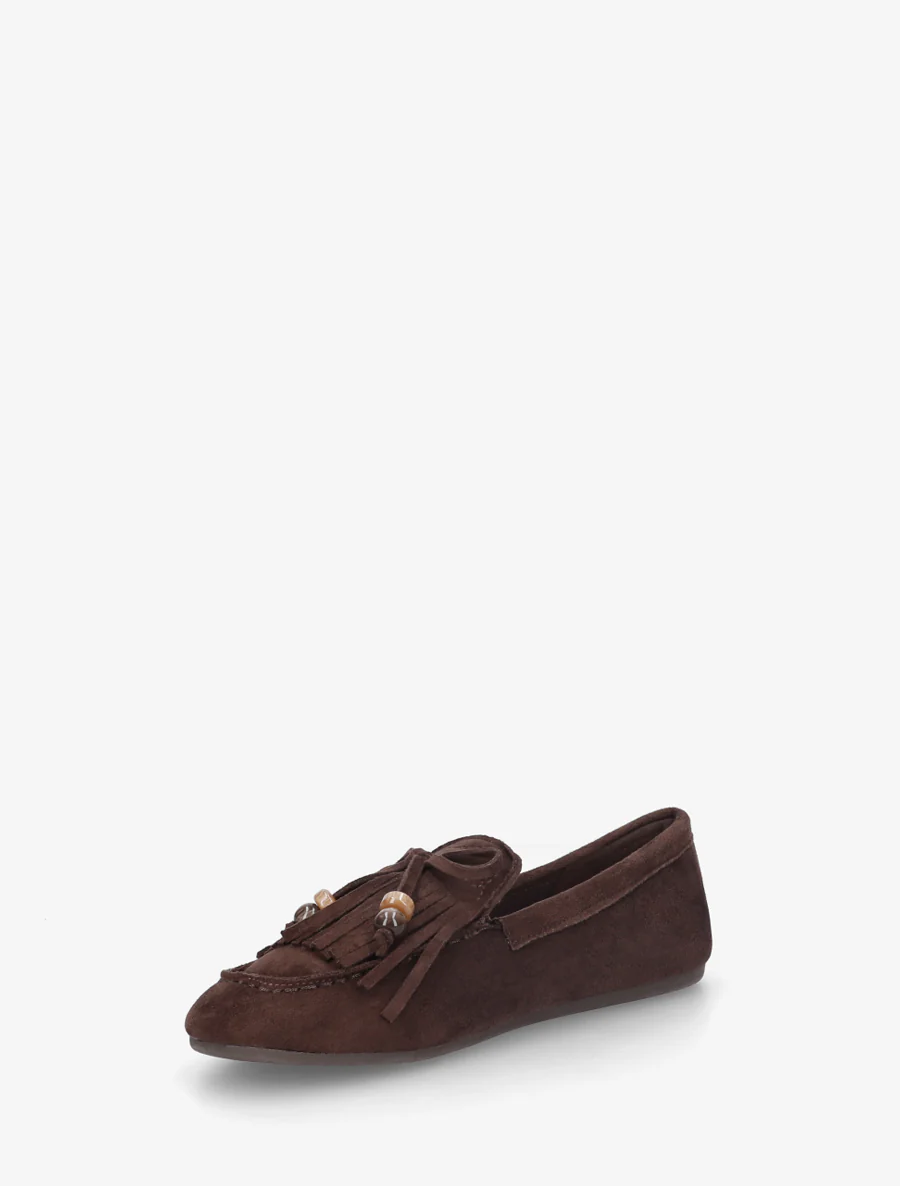 Mocassins frangés en suédine - Marron - Image 3