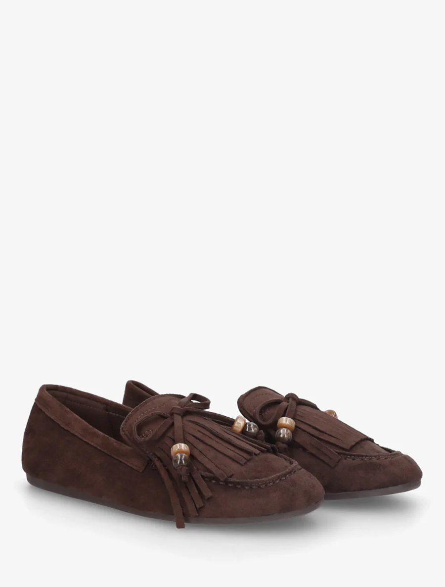 Mocassins frangés en suédine - Marron - Image 4