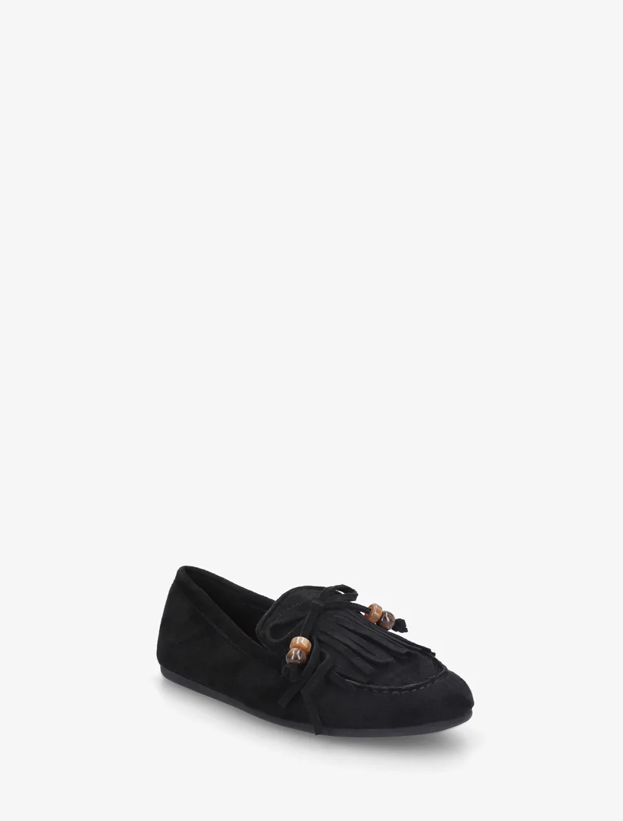 Mocassins frangés en suédine - Noir - Image 2