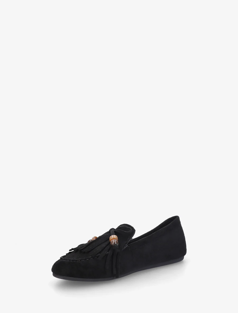 Mocassins frangés en suédine - Noir - Image 3