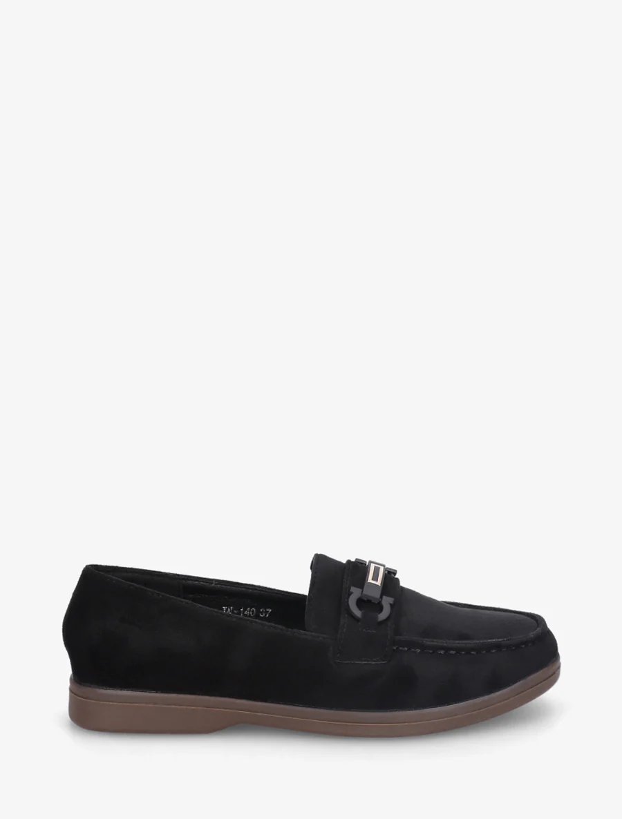Mocassins plats en suédine - Noir