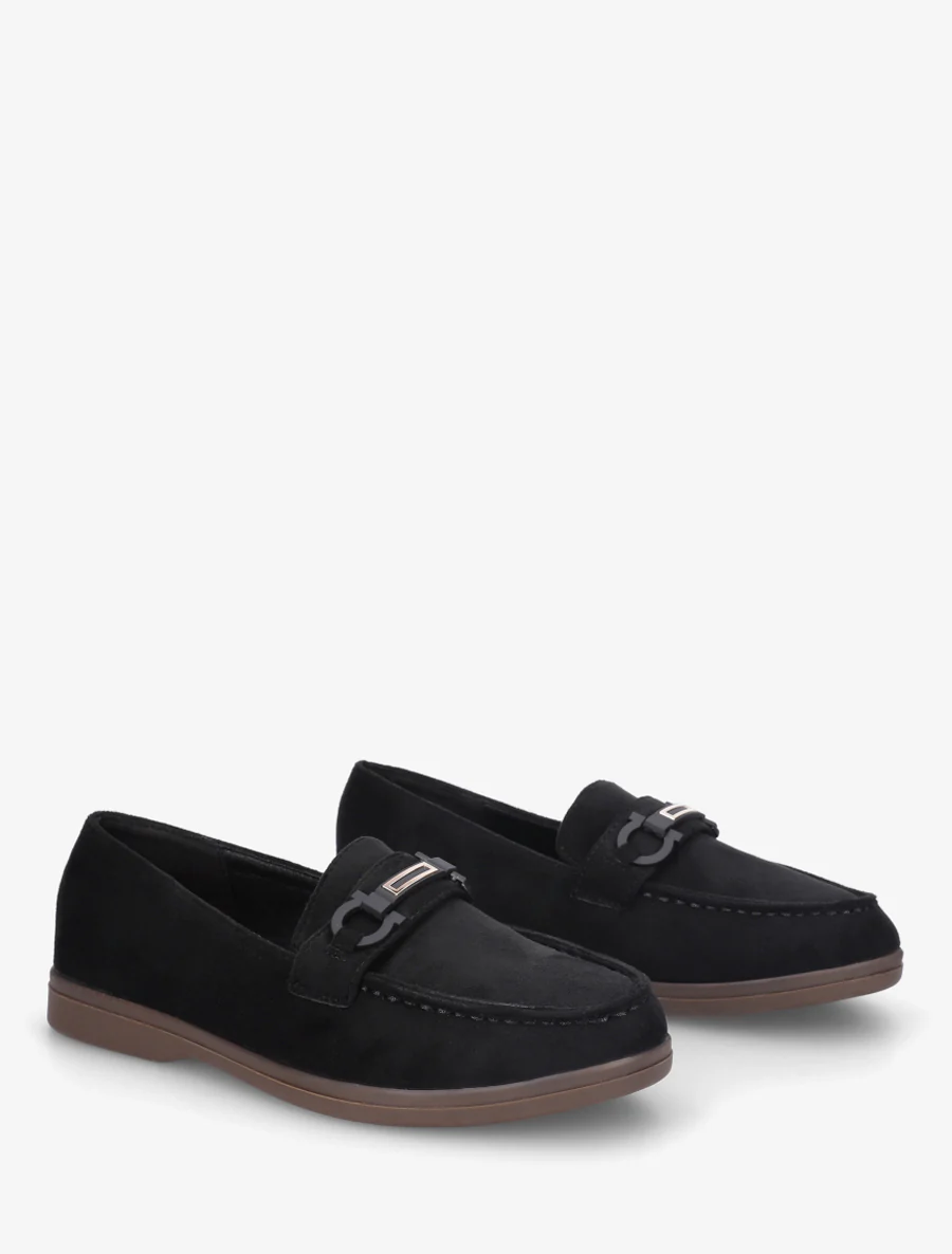 Mocassins plats en suédine - Noir - Image 4