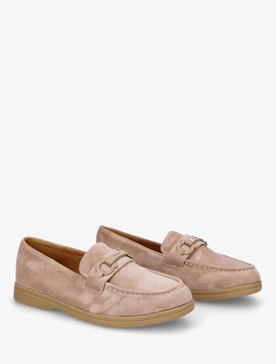 Mocassins plats en suédine - Taupe - Image 4
