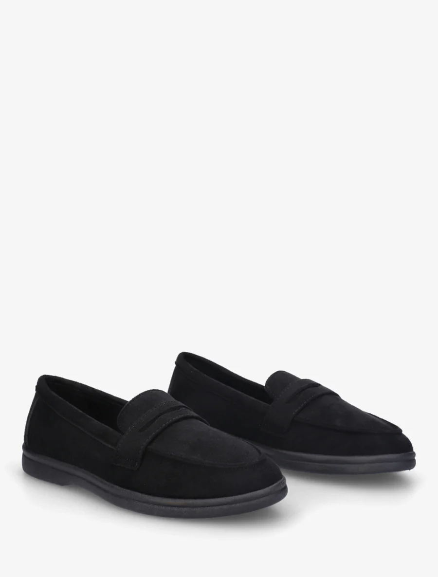 Mocassins unis en suédine - Noir - Image 4