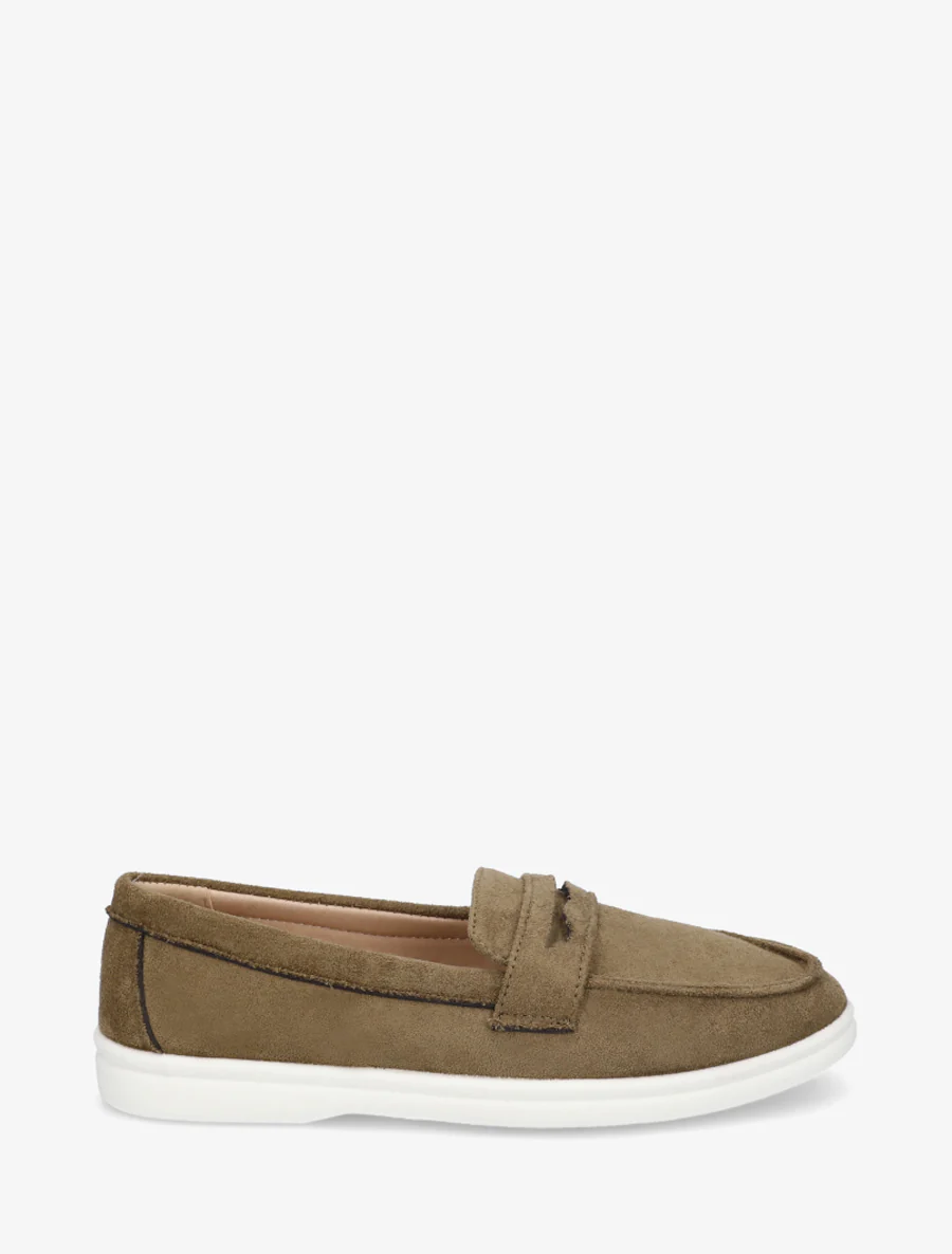 Mocassins unis en suédine - Kaki