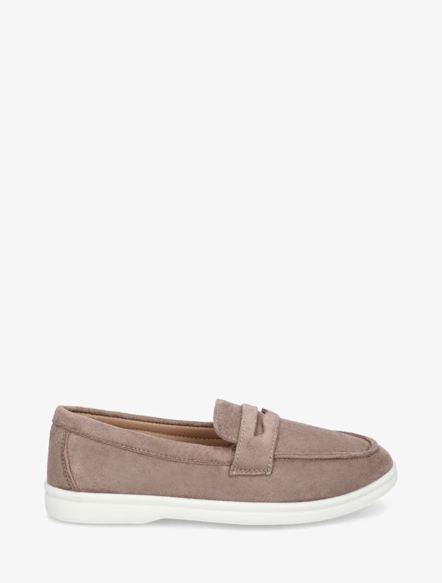 Mocassins unis en suédine - Taupe