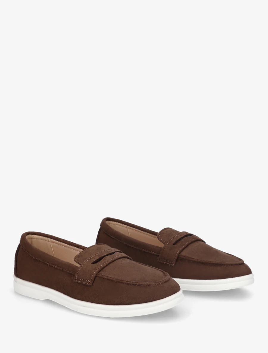 Mocassins unis en suédine - Marron - Image 4